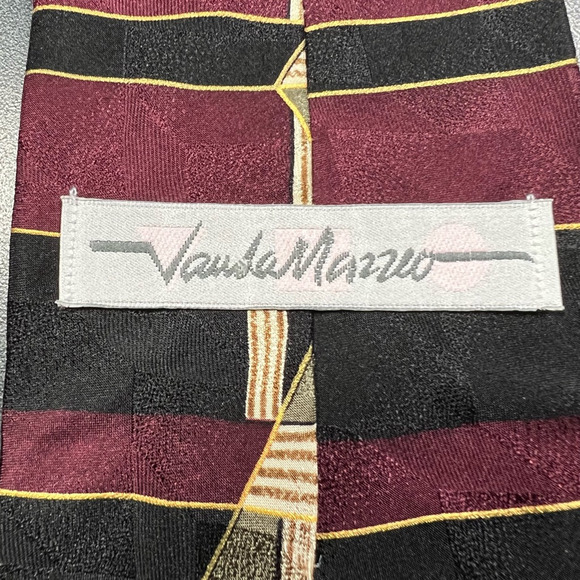 Vauda Mazzeo Mens Tie Necktie Multicolor Geometric 100% Silk Abstract Classic - Picture 3 of 6